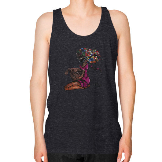 Unisex Fine Jersey Tank (on man) Tri-Blend Black - dipi