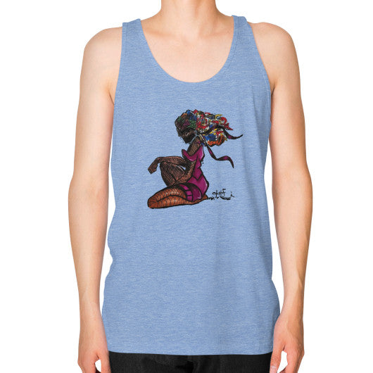 Unisex Fine Jersey Tank (on man) Tri-Blend Blue - dipi