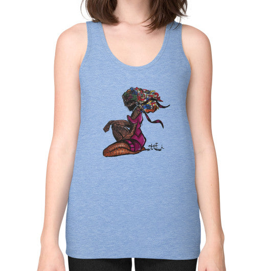 Unisex Fine Jersey Tank (on woman) Tri-Blend Blue - dipi