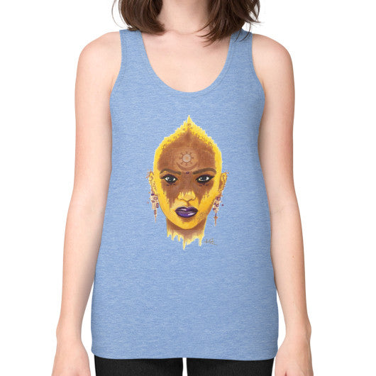 Unisex Fine Jersey Tank (on woman) Tri-Blend Blue - dipi