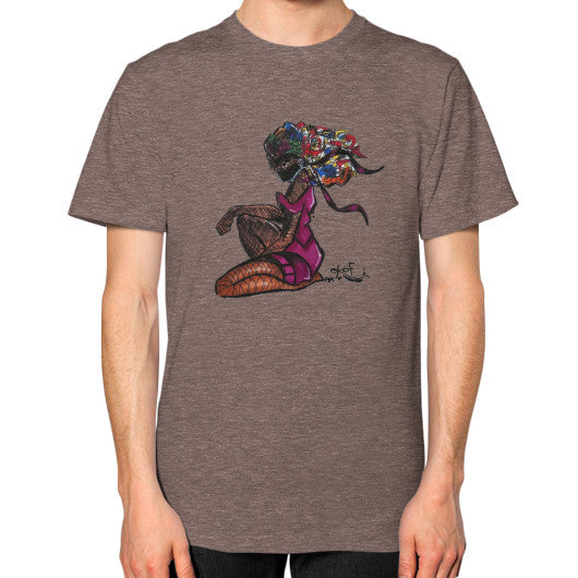 Unisex T-Shirt (on man) Tri-Blend Coffee - dipi