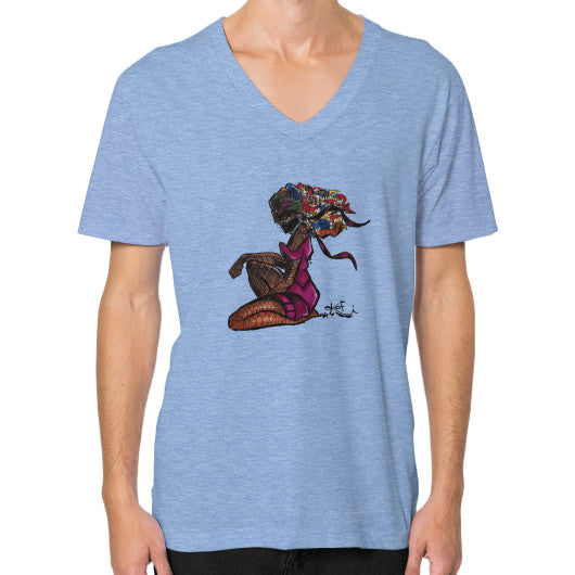 V-Neck (on man) Tri-Blend Blue - dipi