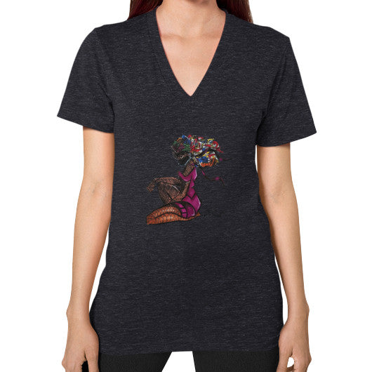 V-Neck (on woman) Tri-Blend Black - dipi