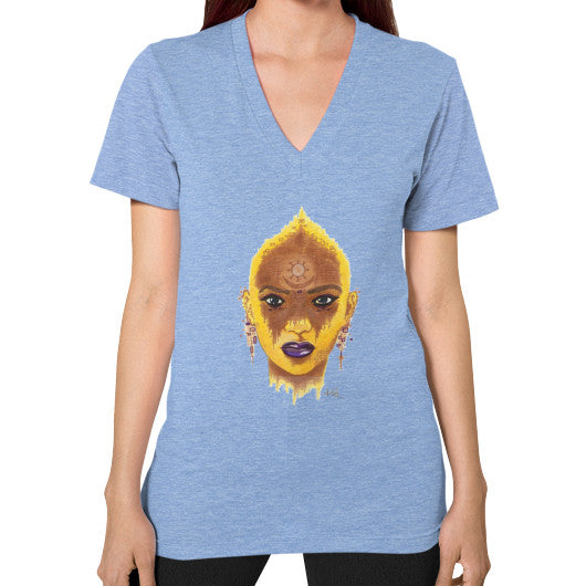 V-Neck (on woman) Tri-Blend Blue - dipi