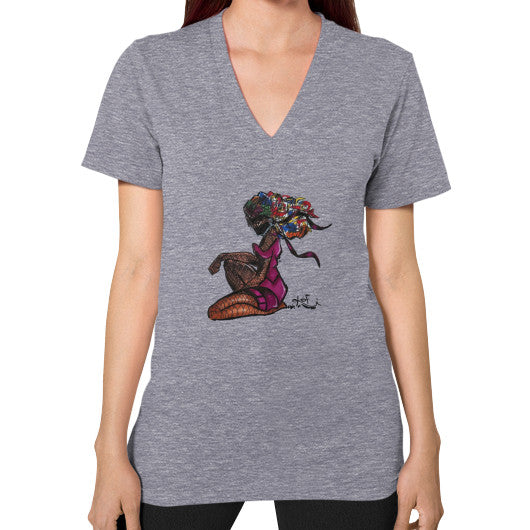 V-Neck (on woman) Tri-Blend Grey - dipi