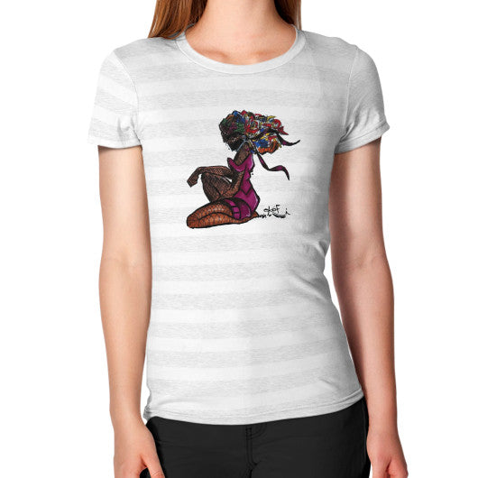 Women's T-Shirt Ash White Stripe - dipi