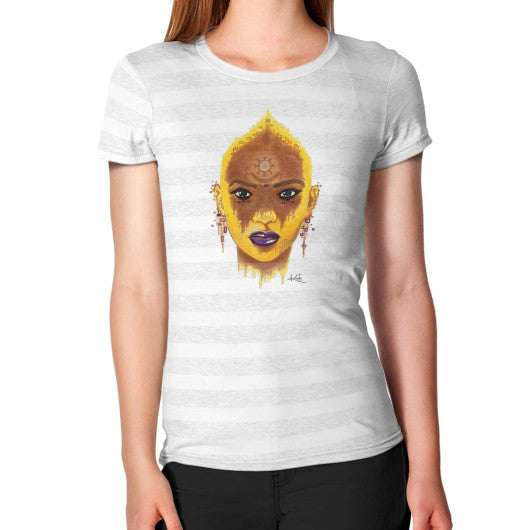 Women's T-Shirt Ash White Stripe - dipi