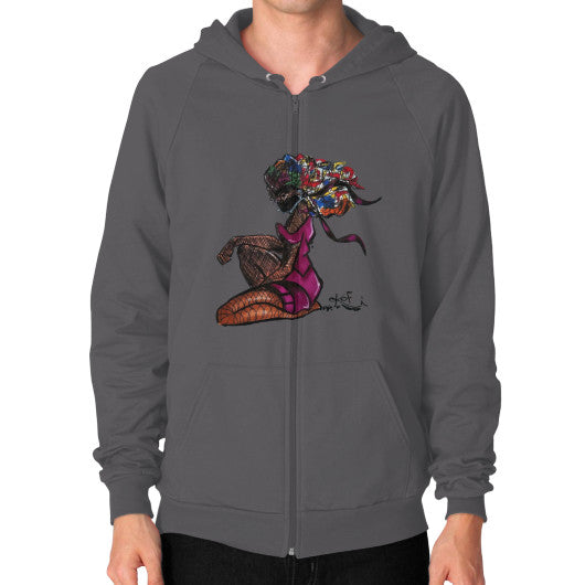 Zip Hoodie (on man) Asphalt - dipi