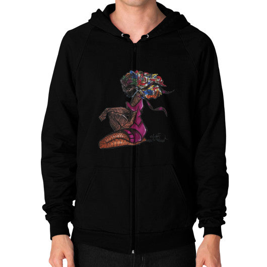 Zip Hoodie (on man) Black - dipi