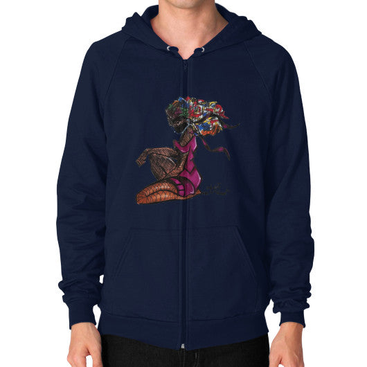Zip Hoodie (on man) Navy - dipi