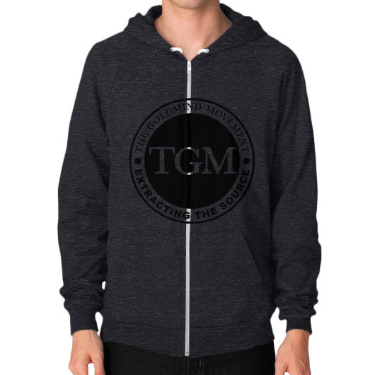 Zip Hoodie (on man) Tri-Blend Black dipi