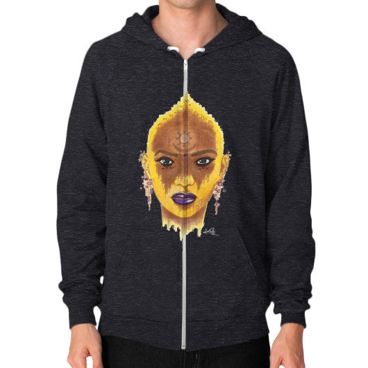 Zip Hoodie (on man) Tri-Blend Black - dipi
