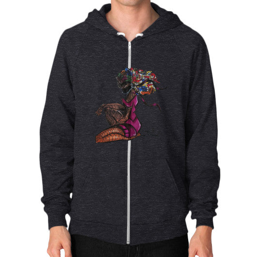 Zip Hoodie (on man) Tri-Blend Black - dipi