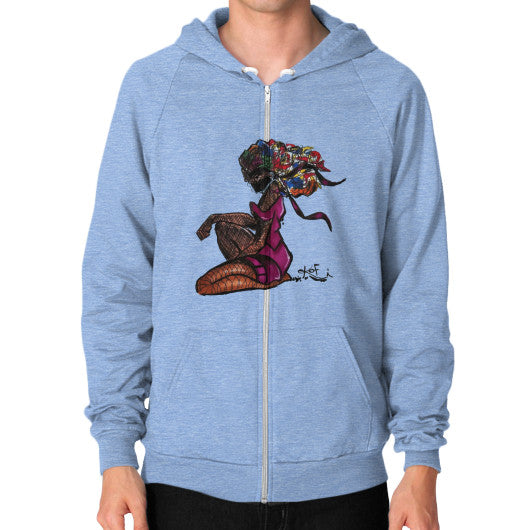 Zip Hoodie (on man) Tri-Blend Blue - dipi
