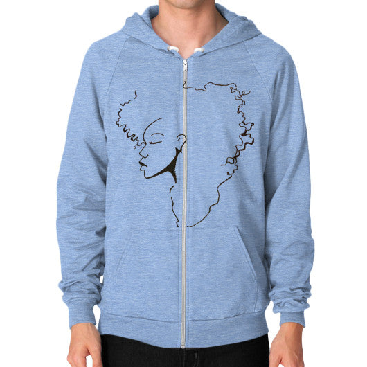 Zip Hoodie (on man) Tri-Blend Blue - dipi