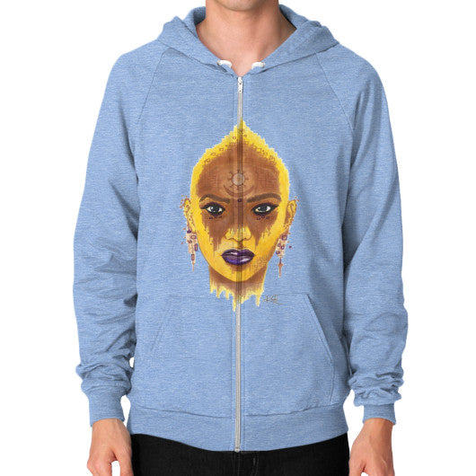 Zip Hoodie (on man) Tri-Blend Blue - dipi