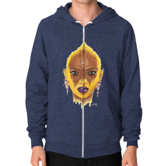 Zip Hoodie (on man) Tri-Blend Navy - dipi