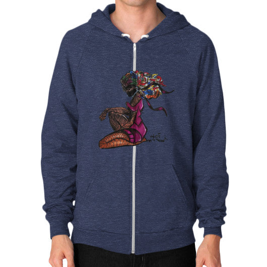 Zip Hoodie (on man) Tri-Blend Navy - dipi