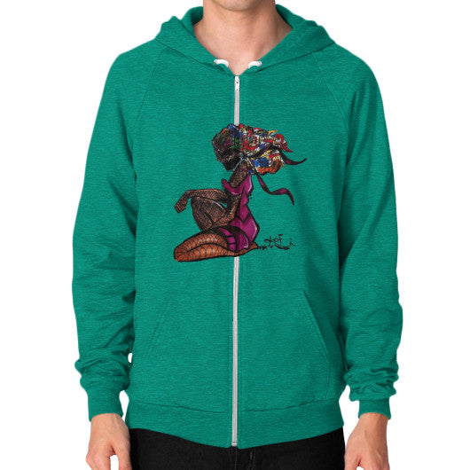 Zip Hoodie (on man) Tri-Blend Vintage Green - dipi