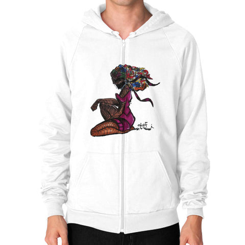 Zip Hoodie (on man) White - dipi