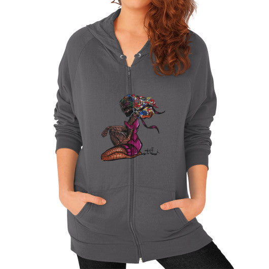 Zip Hoodie (on woman) Asphalt - dipi