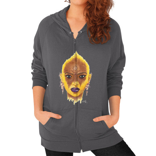 Zip Hoodie (on woman) Asphalt - dipi