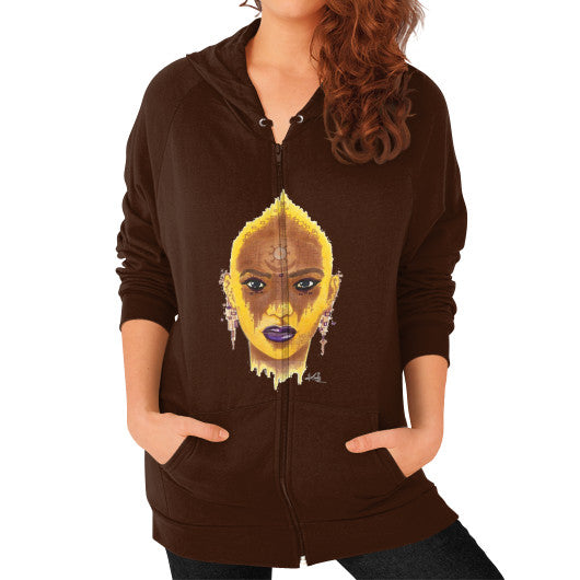 Zip Hoodie (on woman) Brown - dipi