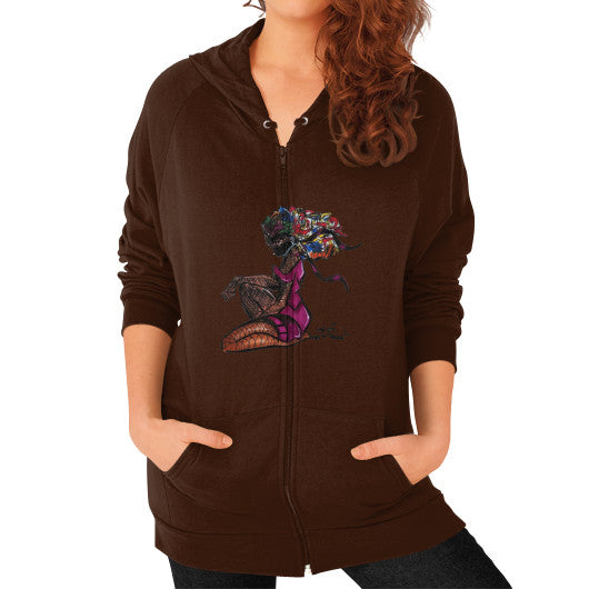 Zip Hoodie (on woman) Brown - dipi