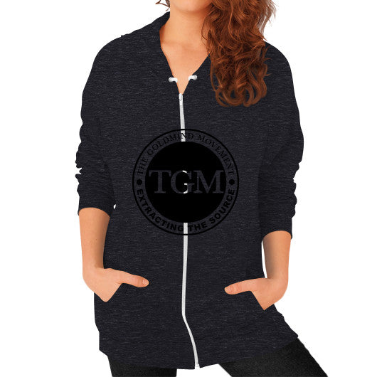 Zip Hoodie (on woman) Tri-Blend Black dipi