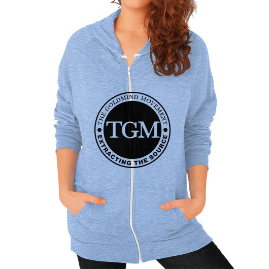 Zip Hoodie (on woman) Tri-Blend Blue dipi