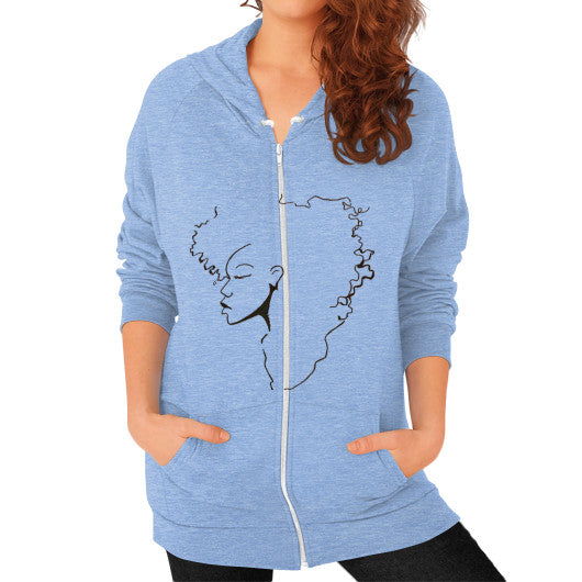 Zip Hoodie (on woman) Tri-Blend Blue - dipi