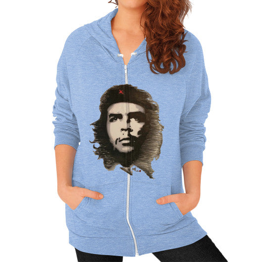 Zip Hoodie (on woman) Tri-Blend Blue - dipi