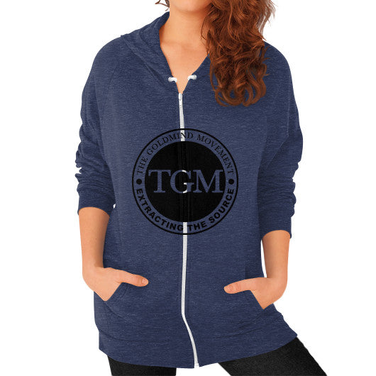 Zip Hoodie (on woman) Tri-Blend Navy dipi