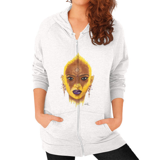Zip Hoodie (on woman) Tri-Blend Oatmeal - dipi