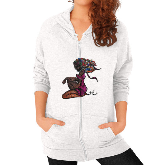 Zip Hoodie (on woman) Tri-Blend Oatmeal - dipi