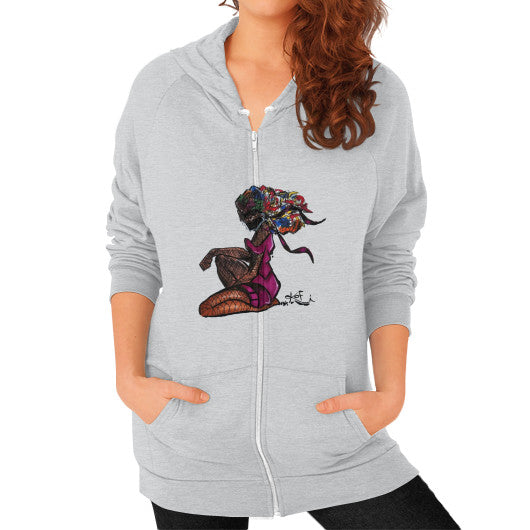 Zip Hoodie (on woman) Tri-Blend Silver - dipi